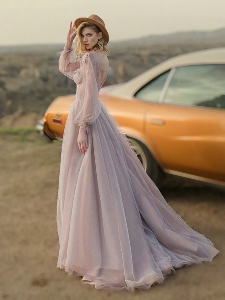 Corset Tulle Dress | Long Puffy Sleeve Prom Dress |Tulle Maxi Prom Dress | Bridesmaid Dress | Ball Gown | Photoshoot Dress Plus Size