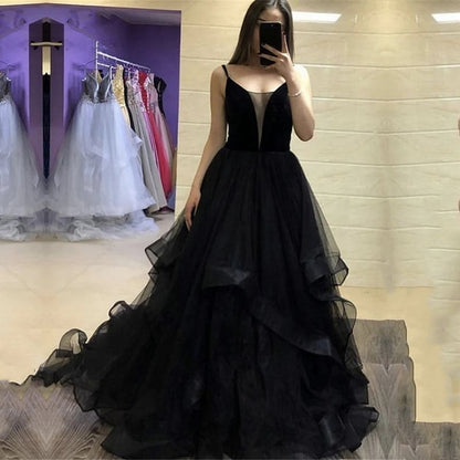 Princess Black Wedding Dress | Puffy Ruffles Wedding Gown | Black Bridal Gown, Plus Size, Free Shipping