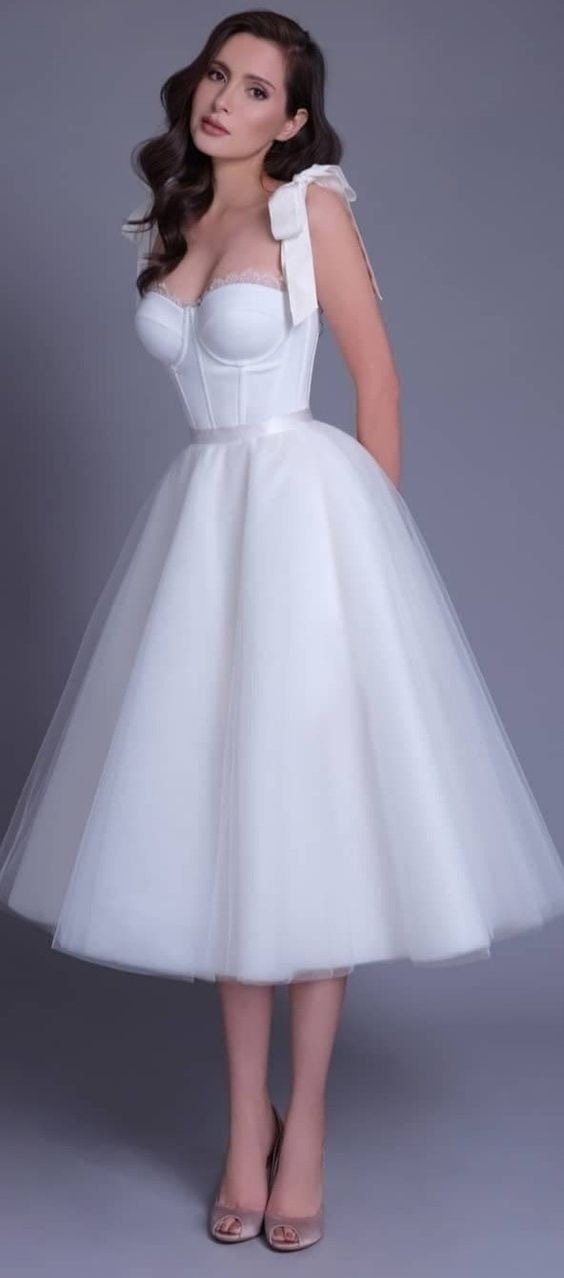 Fairy Princess Wedding Dress | Sweetheart Tea Length Prom Dress | Custom made, Plus size