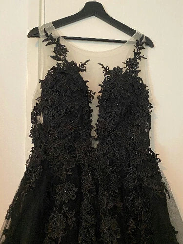 Floral Gothic Dress Prom Dress | Black Evening Tulle Dress | Beautiful Long Dress | Ball Dress | Custom made, Plus Size