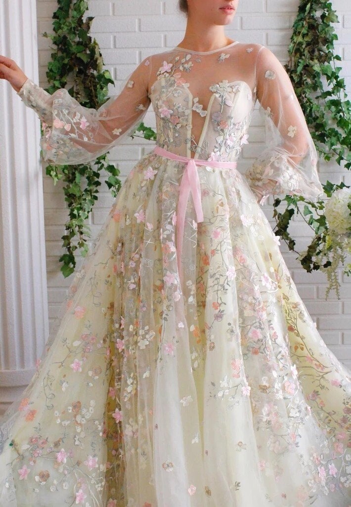 Ivory Embroided Tulle Dress | Evening Dress | Graduation Party Tutu Dress | Bridesmaid dress, Plus Size, Custom made