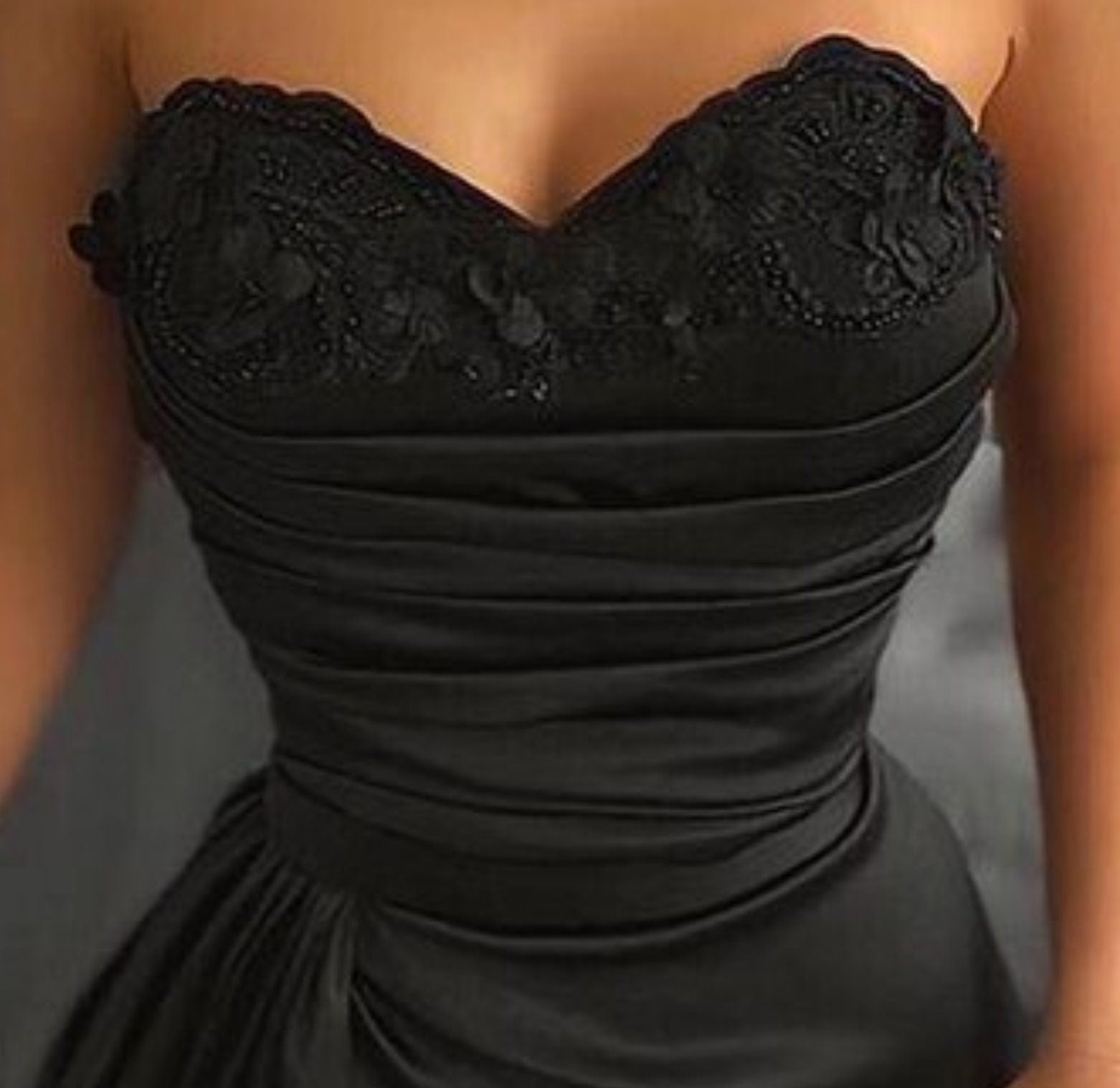 Black Satin 3D Flowers Appliques Prom Dress, Mermaid Evening Dress, Bridesmaid Dress, Plus Size