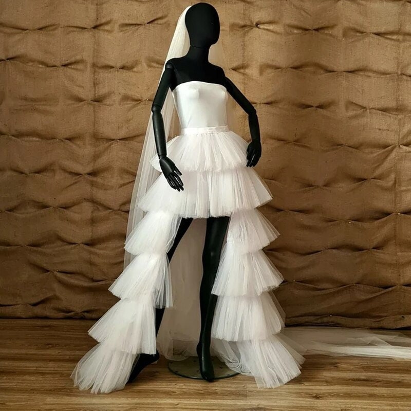 Ruffled Wedding Detachable Skirt Layered Bridal Skirt Tiered Tulle Skirt With Elastic Waist Plus Size Custom Made